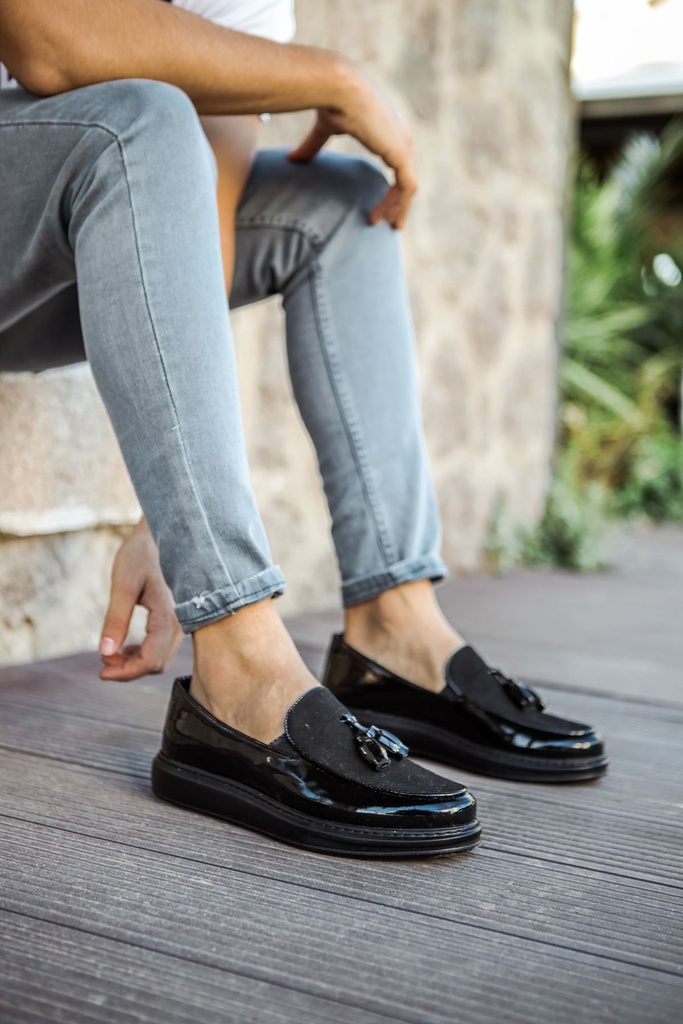 [MN002R25490SH-38] RST Loafer Verniciata Erkek Ayakkabı SIYAH (38)
